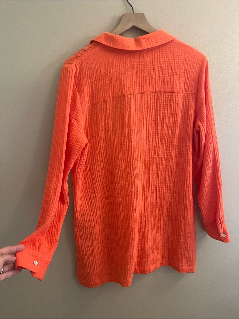 Soft Surroundings Coral-Orange Gauze V-Neck Tunic - Picture 5 of 7
